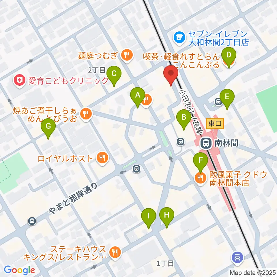 相模楽器 南林間店周辺のカフェ一覧地図