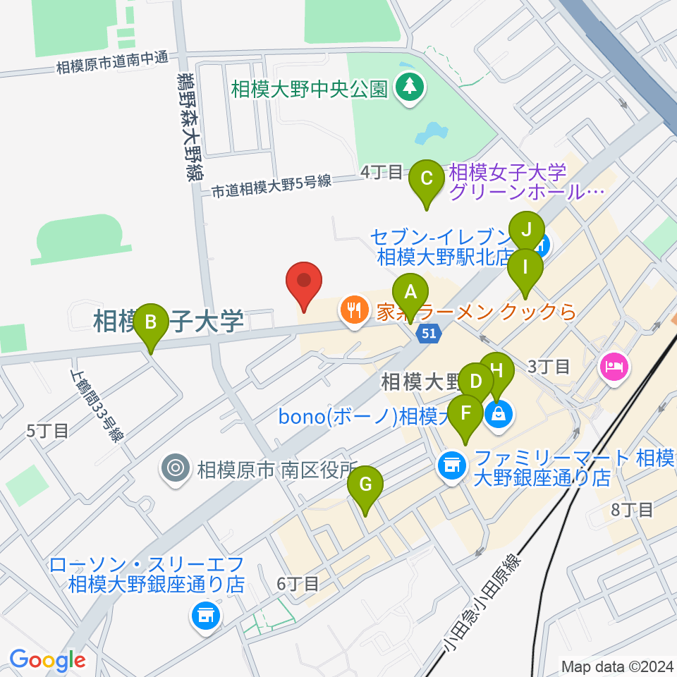 相模楽器 ロビー店周辺のカフェ一覧地図