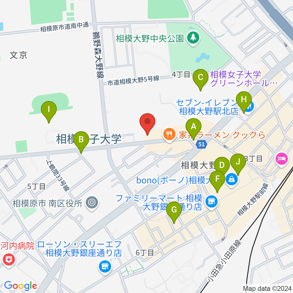 相模楽器 ロビー店周辺のカフェ一覧地図