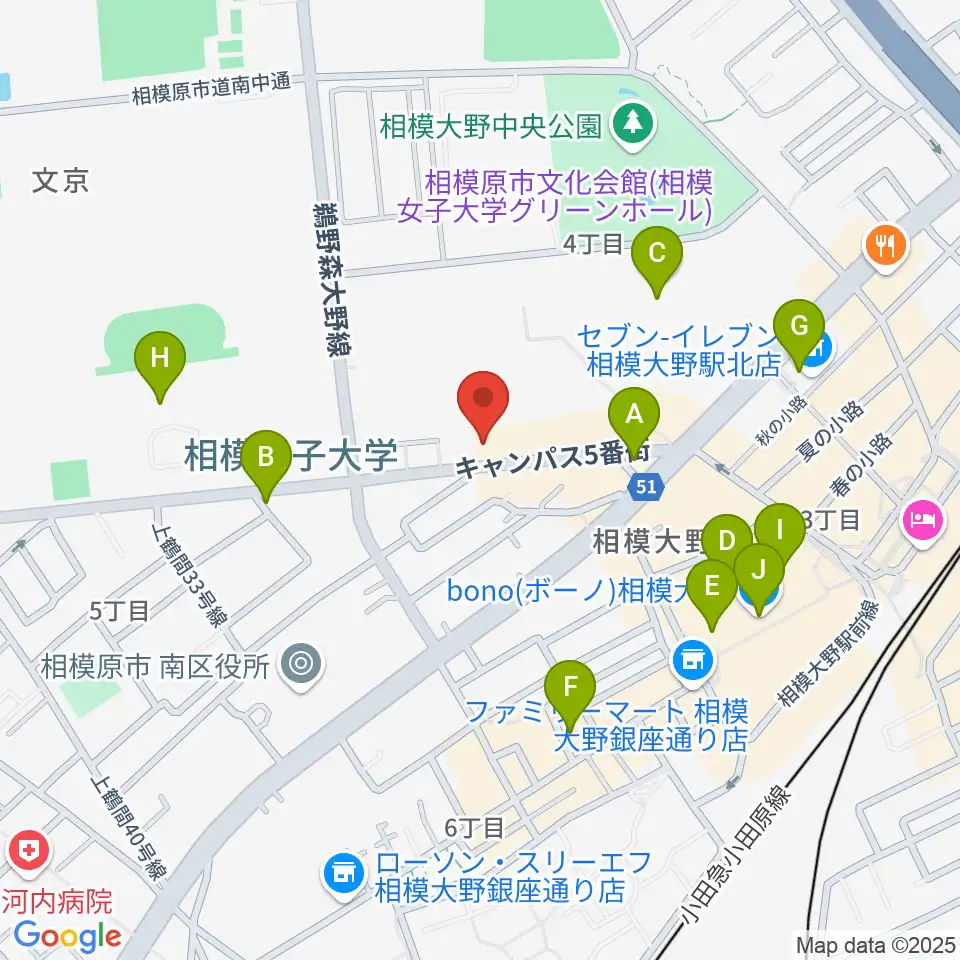 相模楽器 ロビー店周辺のカフェ一覧地図