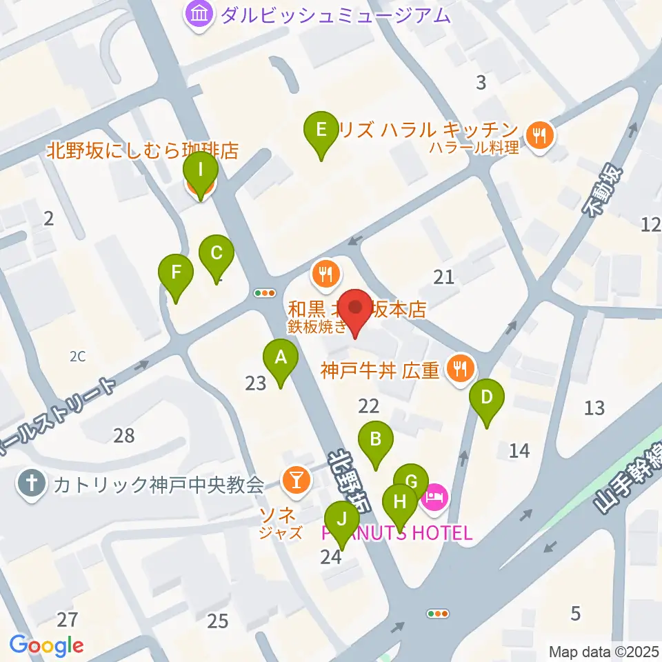 神戸Y's ROAD周辺のカフェ一覧地図