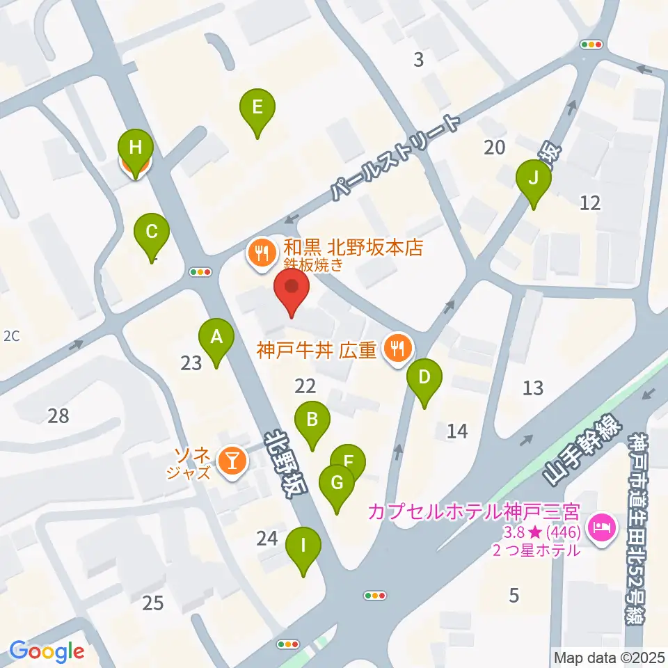 神戸Y's ROAD周辺のカフェ一覧地図