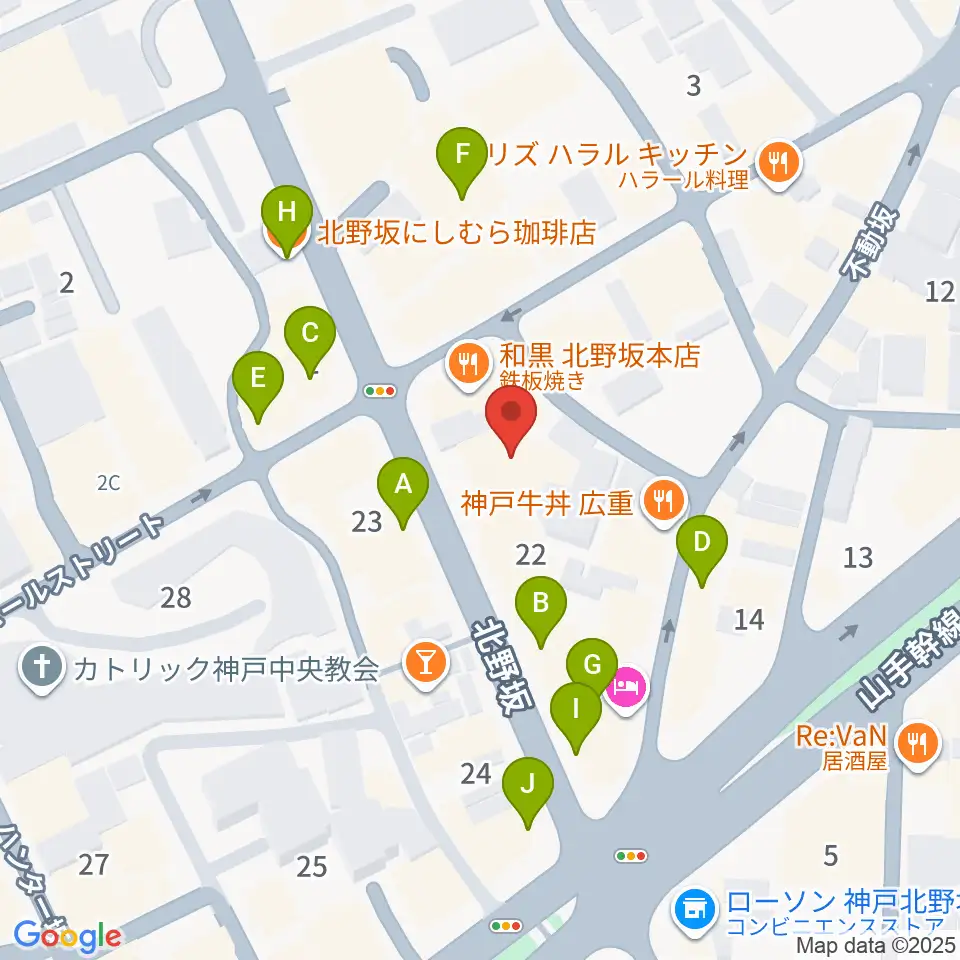 神戸Y's ROAD周辺のカフェ一覧地図