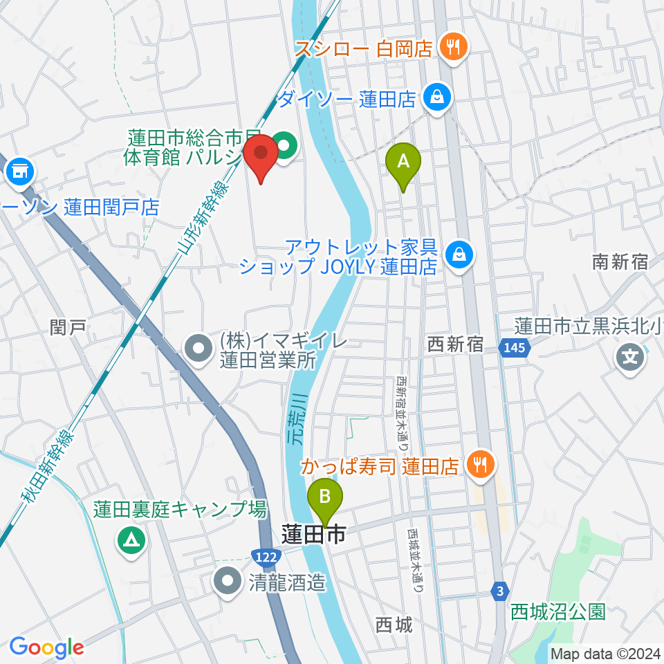 蓮田市総合文化会館ハストピア周辺のカフェ一覧地図