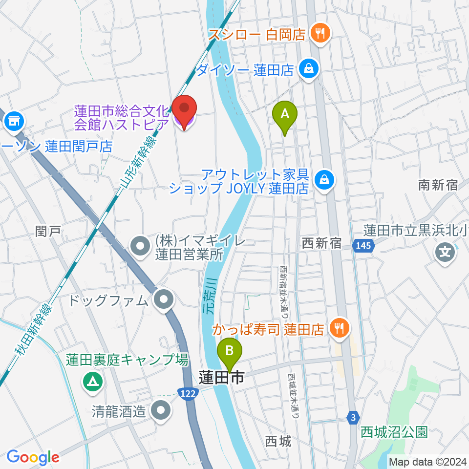 蓮田市総合文化会館ハストピア周辺のカフェ一覧地図