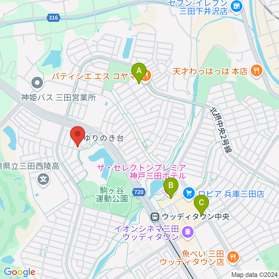 リーフホール周辺のカフェ一覧地図