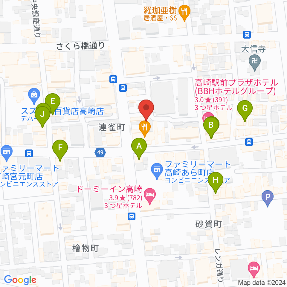 高崎WOAL周辺のカフェ一覧地図