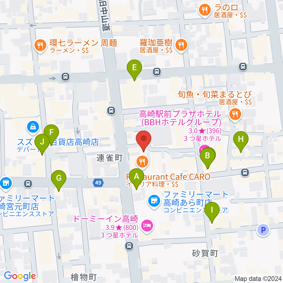 高崎WOAL周辺のカフェ一覧地図