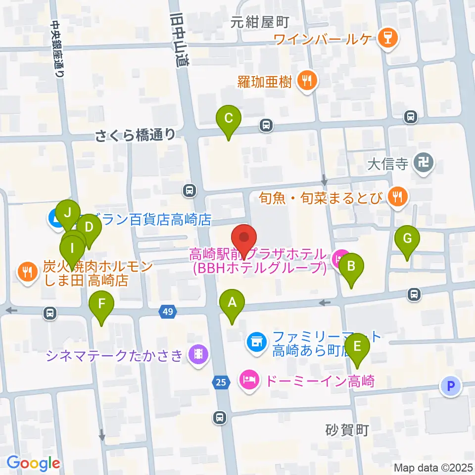 高崎WOAL周辺のカフェ一覧地図