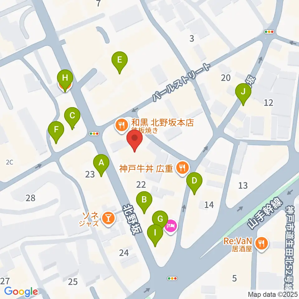 神戸ミッドナイトサン周辺のカフェ一覧地図