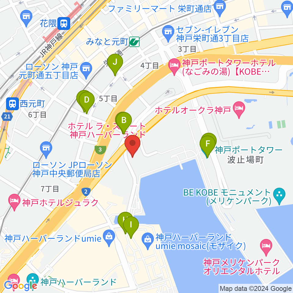 ラウンジ＆バー グラン・ブルー周辺のカフェ一覧地図