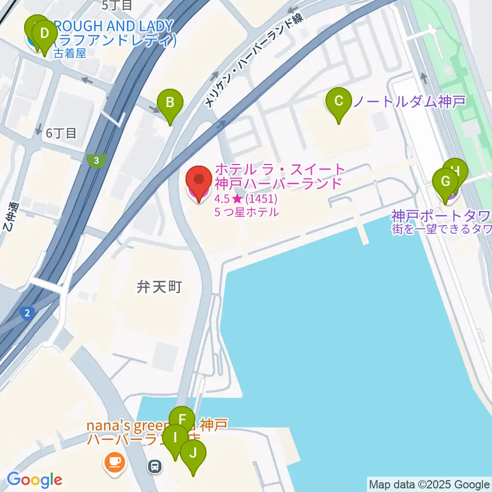 ラ・スイート神戸グラン・ブルー周辺のカフェ一覧地図