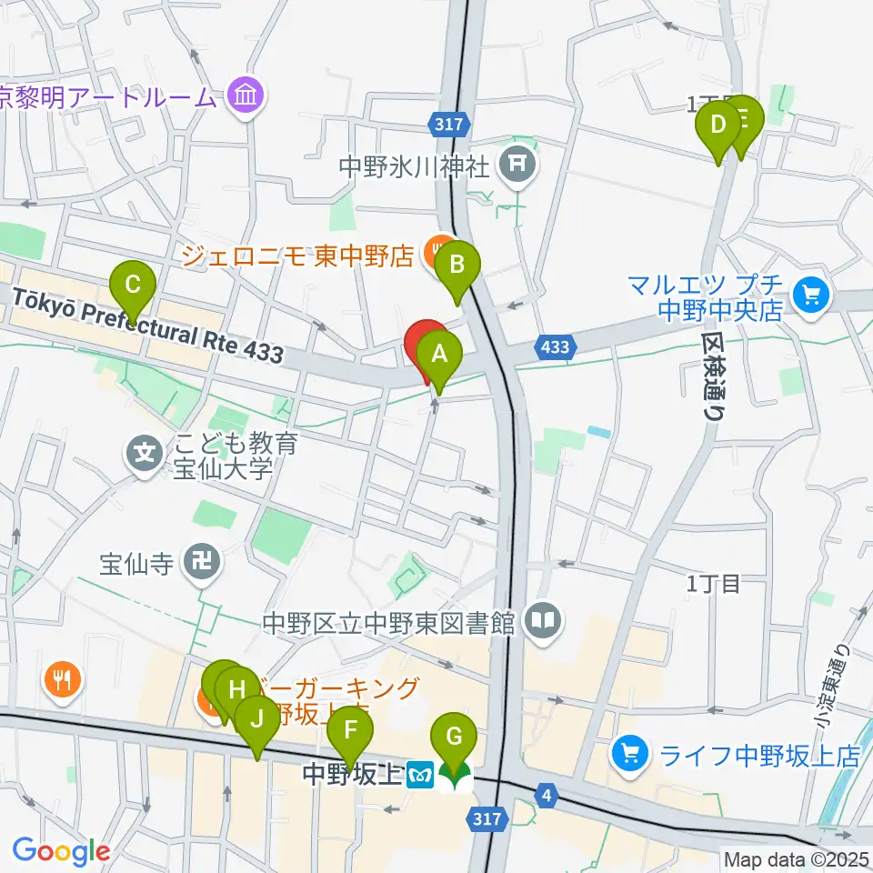 中野坂上aja周辺のカフェ一覧地図