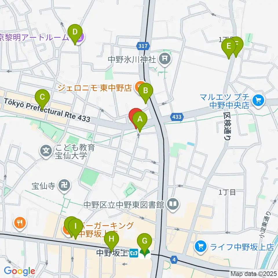 中野坂上aja周辺のカフェ一覧地図