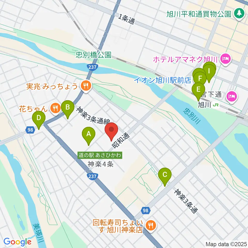 神楽市民交流センター 神楽公民館・木楽輪周辺のカフェ一覧地図