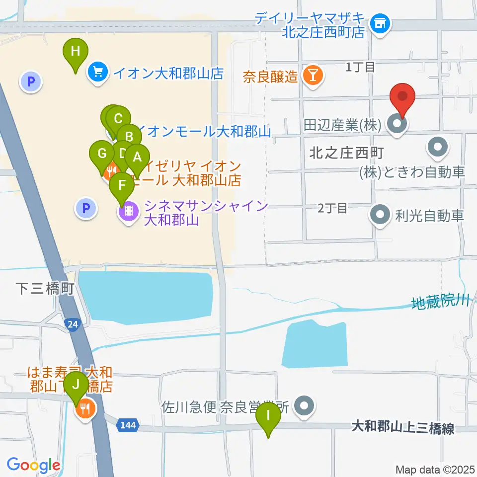 ジュエル奈良店周辺のカフェ一覧地図