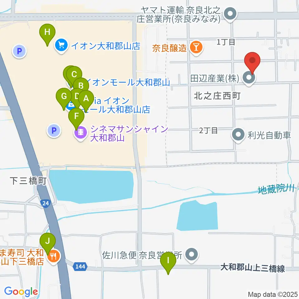 ジュエル奈良店周辺のカフェ一覧地図