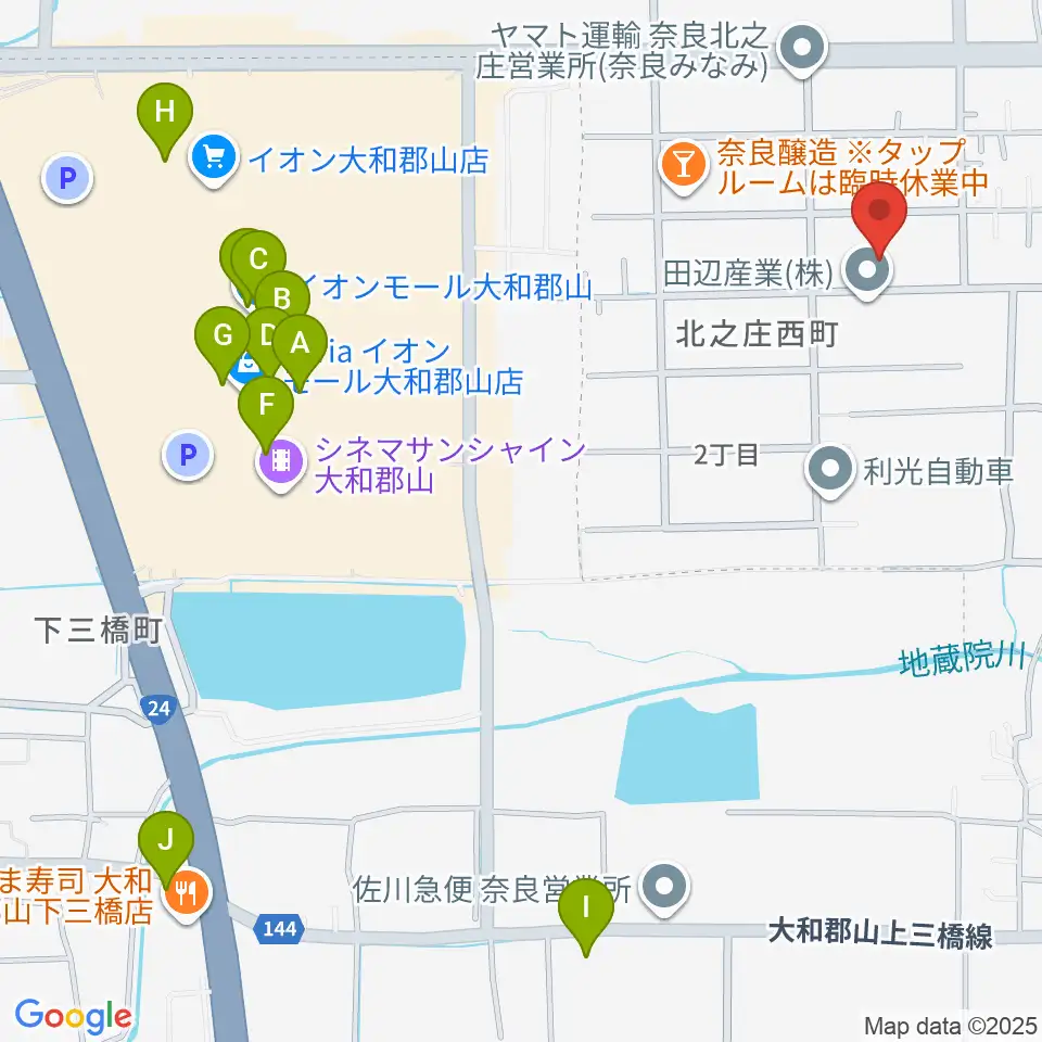 ジュエル奈良店周辺のカフェ一覧地図