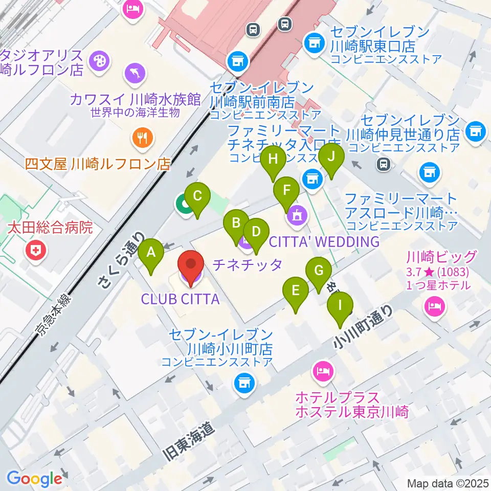 クラブチッタ周辺のカフェ一覧地図