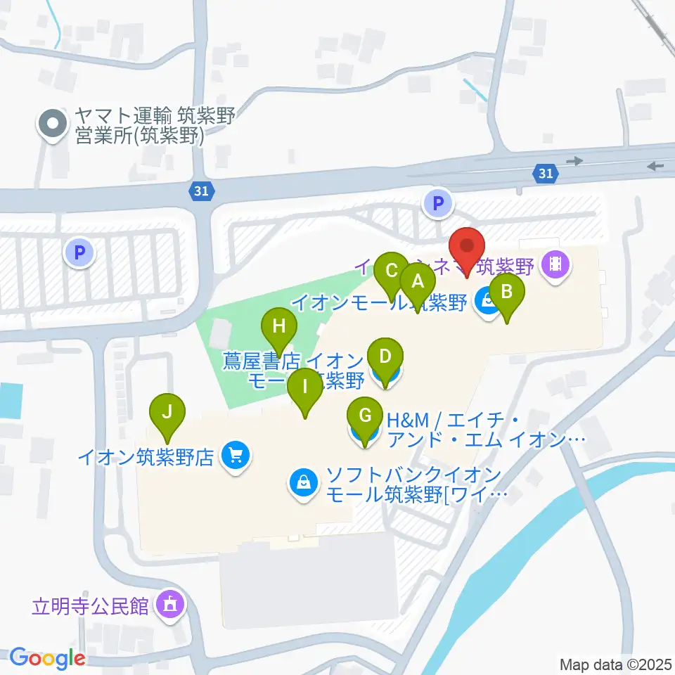 島村楽器 イオンモール筑紫野店周辺のカフェ一覧地図