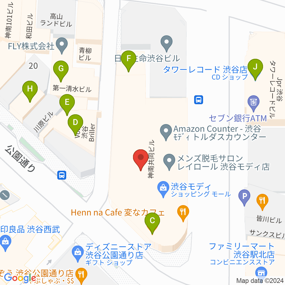 HMV&BOOKS SHIBUYA周辺のカフェ一覧地図