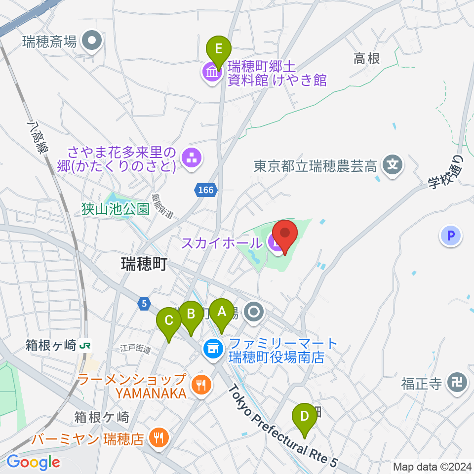 瑞穂ビューパーク・スカイホール周辺のカフェ一覧地図