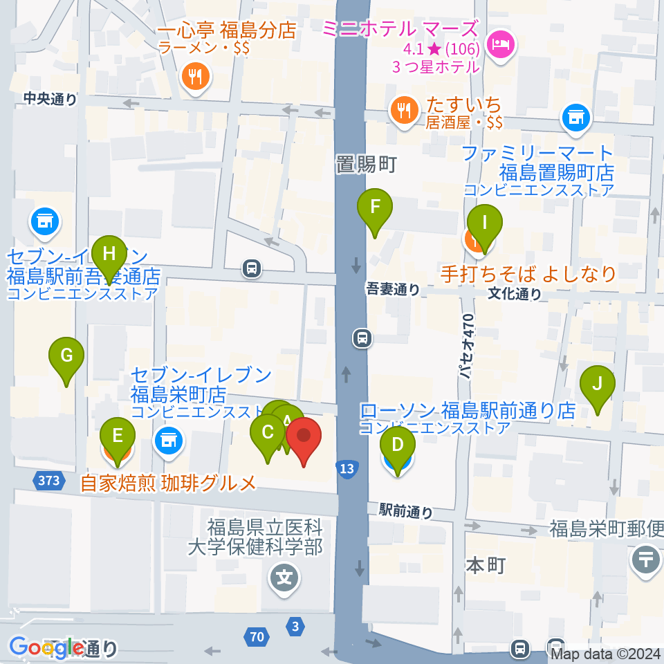 ユー・ワンミュージック周辺のカフェ一覧地図