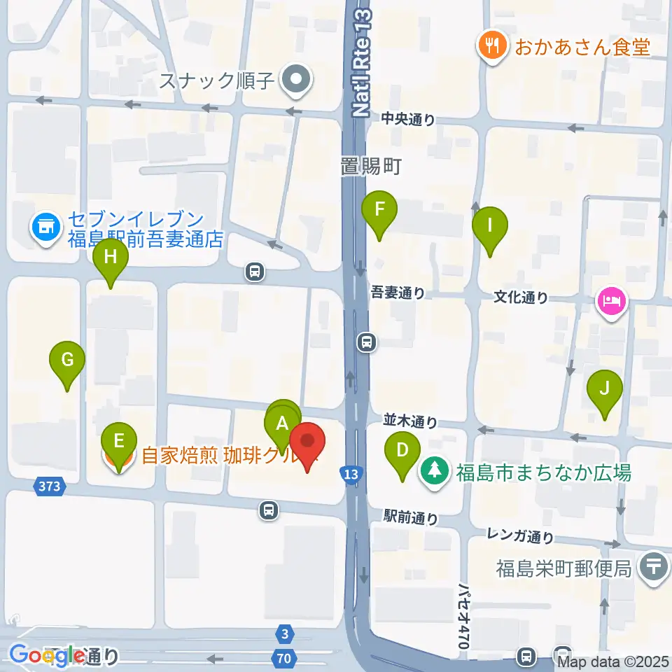 ユー・ワンミュージック周辺のカフェ一覧地図