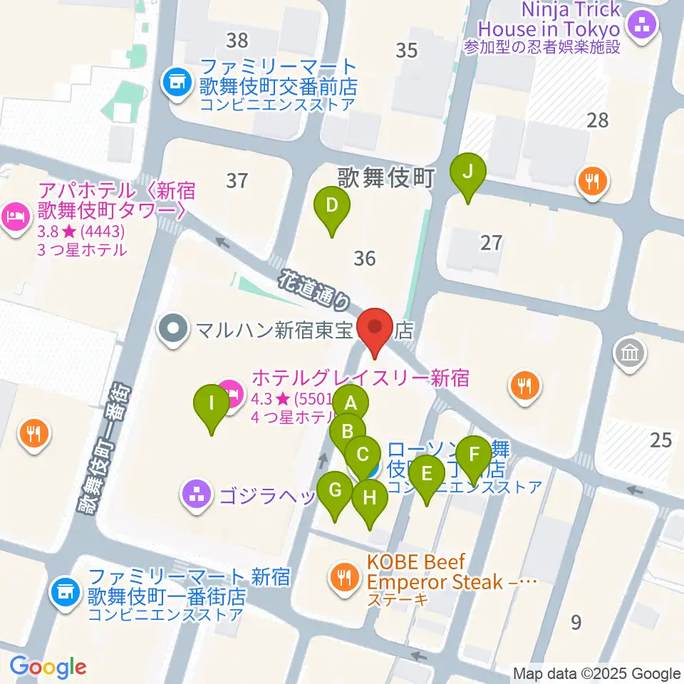 新宿ロフト周辺のカフェ一覧地図