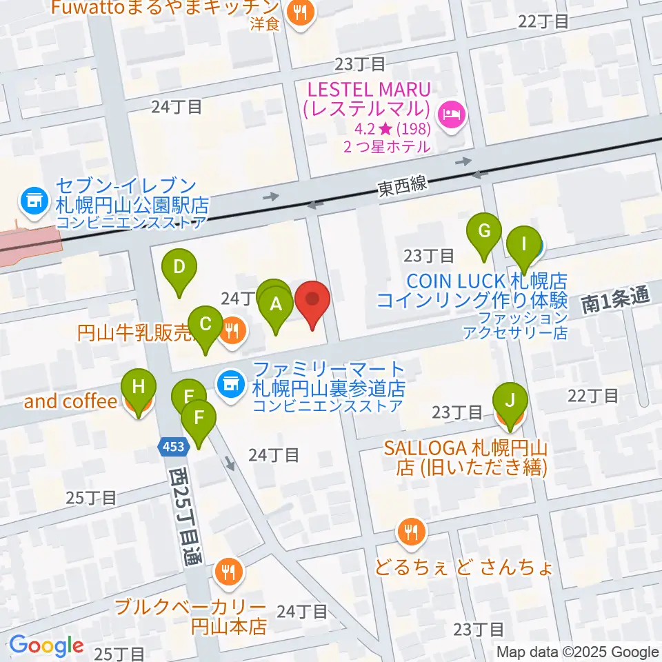 札幌リボルバー909周辺のカフェ一覧地図