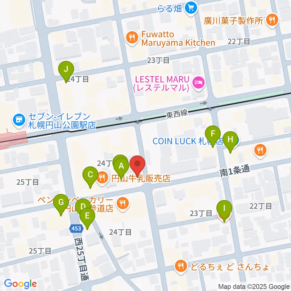 札幌リボルバー909周辺のカフェ一覧地図