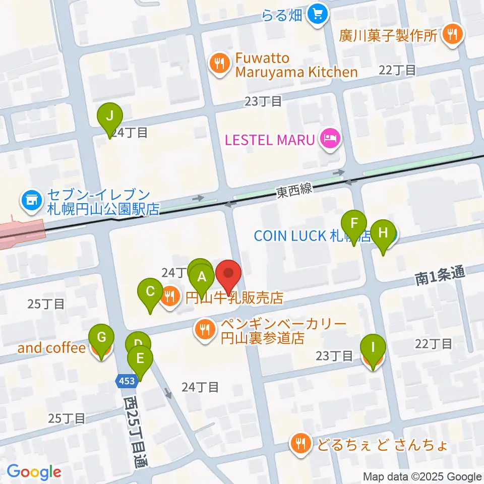 札幌リボルバー909周辺のカフェ一覧地図