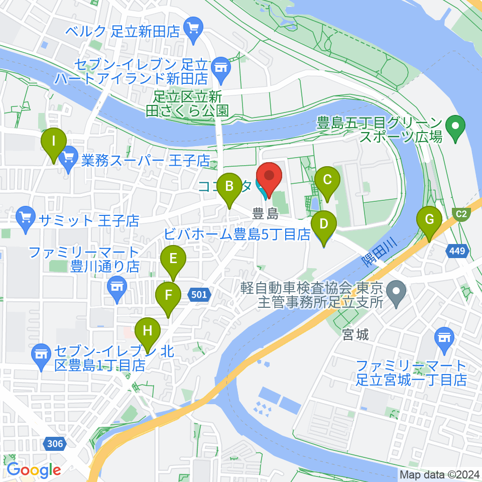 ココキタ周辺のカフェ一覧地図