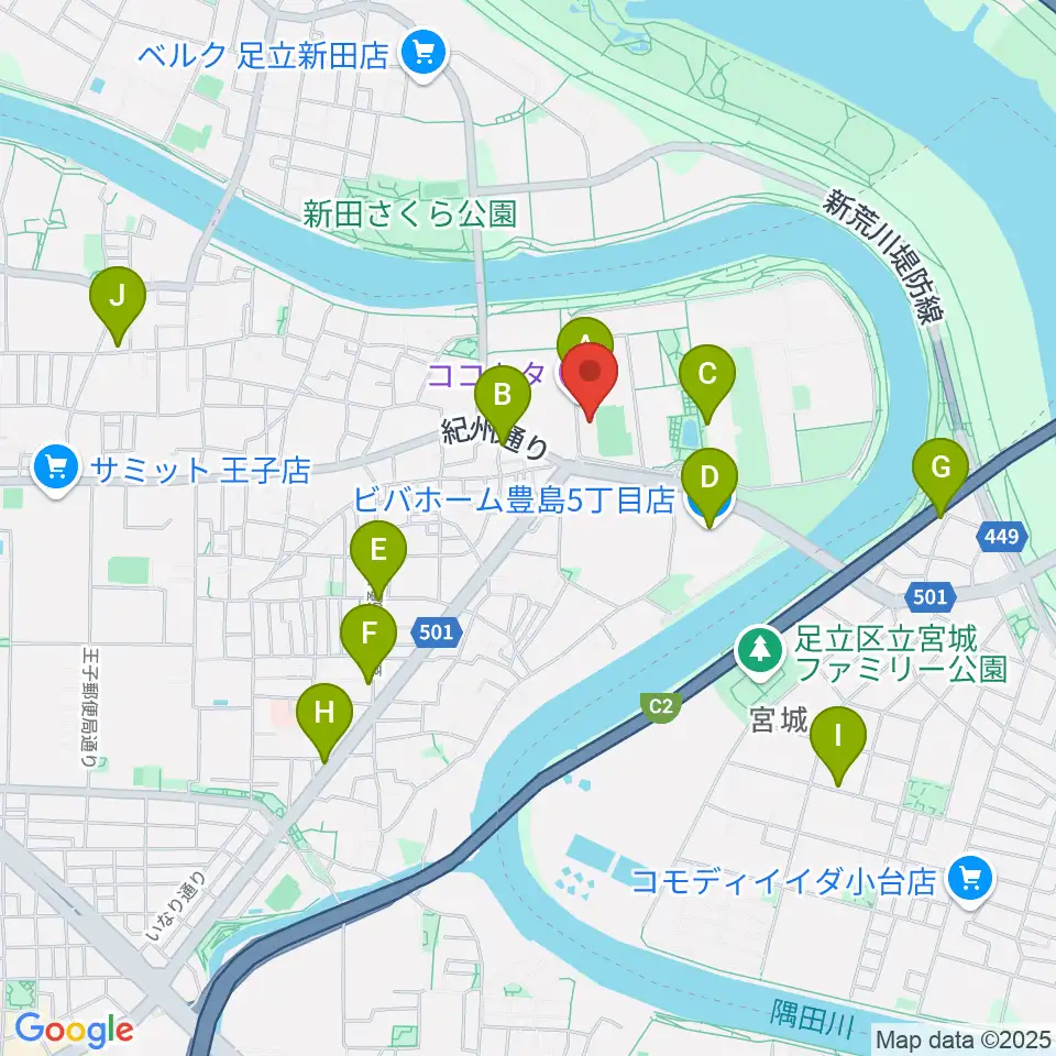 ココキタ周辺のカフェ一覧地図