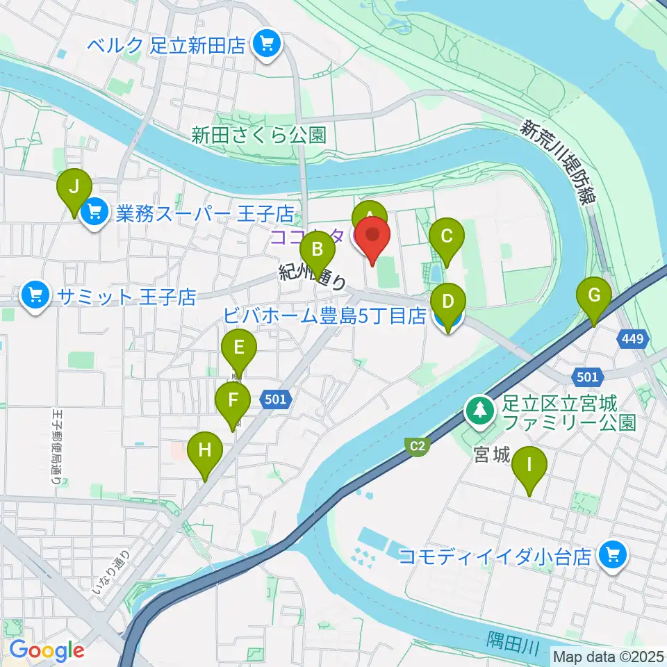 ココキタ周辺のカフェ一覧地図