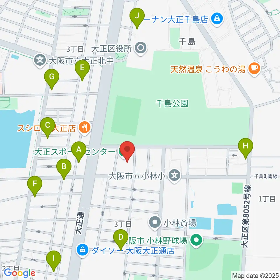 アゼリア大正ホール周辺のカフェ一覧地図