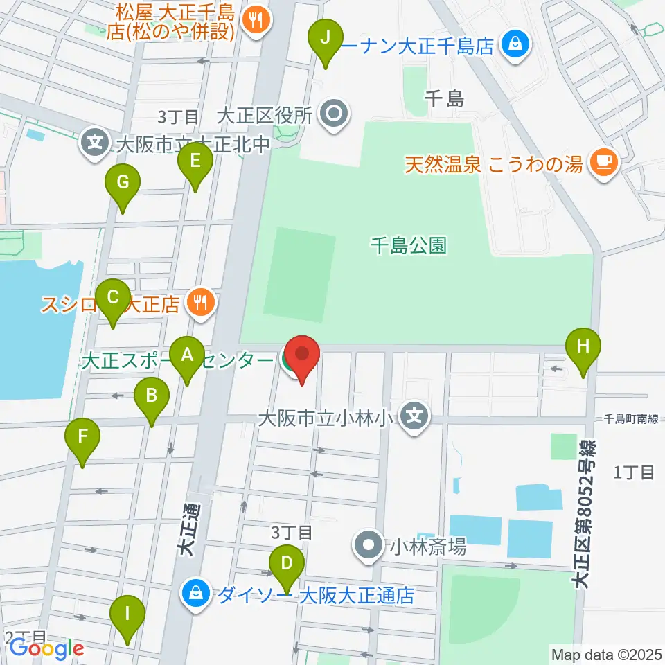 アゼリア大正ホール周辺のカフェ一覧地図