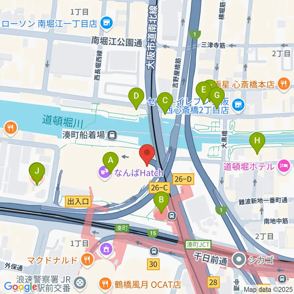 難波S.O.Ra.周辺のカフェ一覧地図