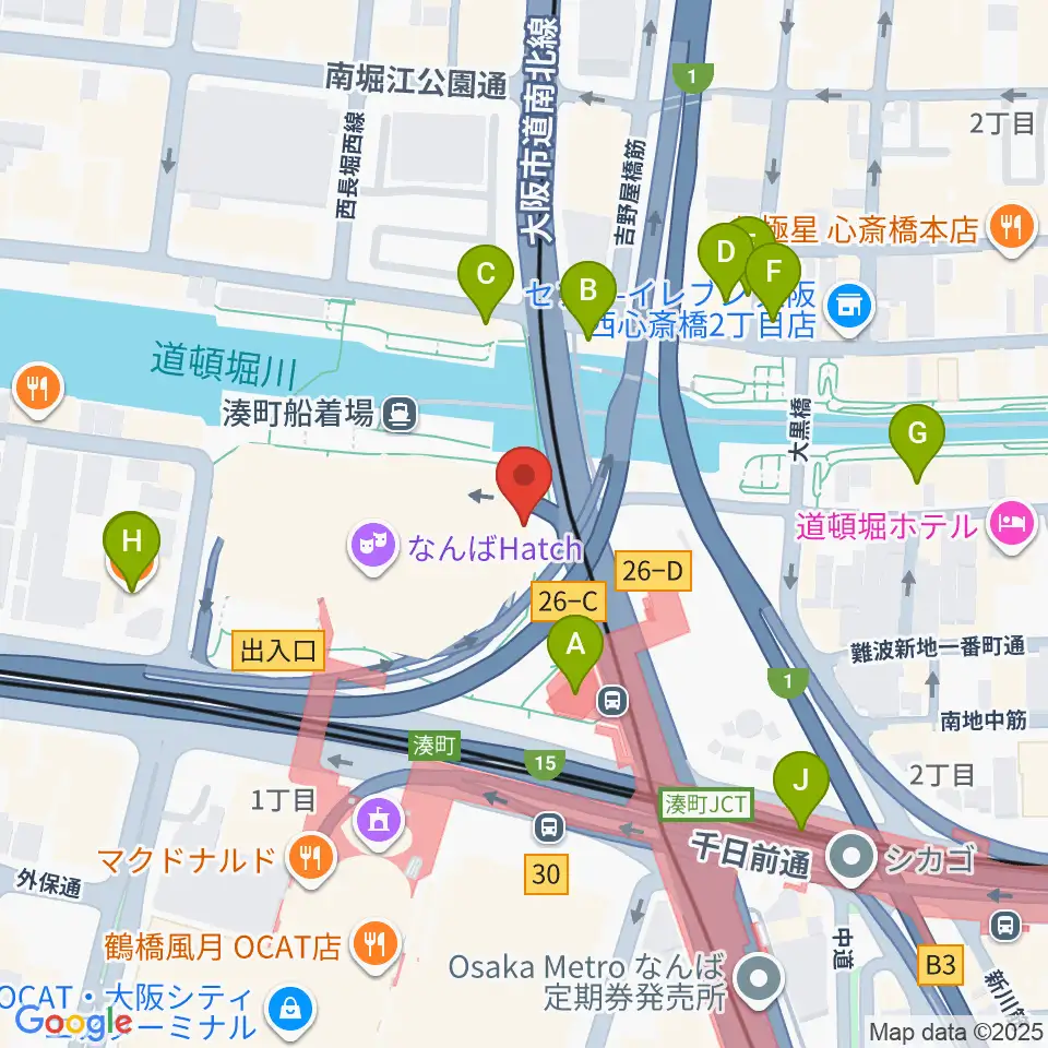 難波S.O.Ra.周辺のカフェ一覧地図