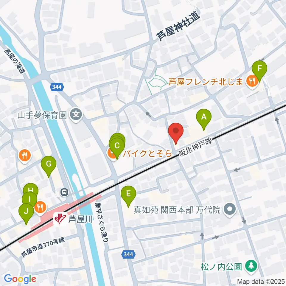 芦屋サロン・クラシック周辺のカフェ一覧地図