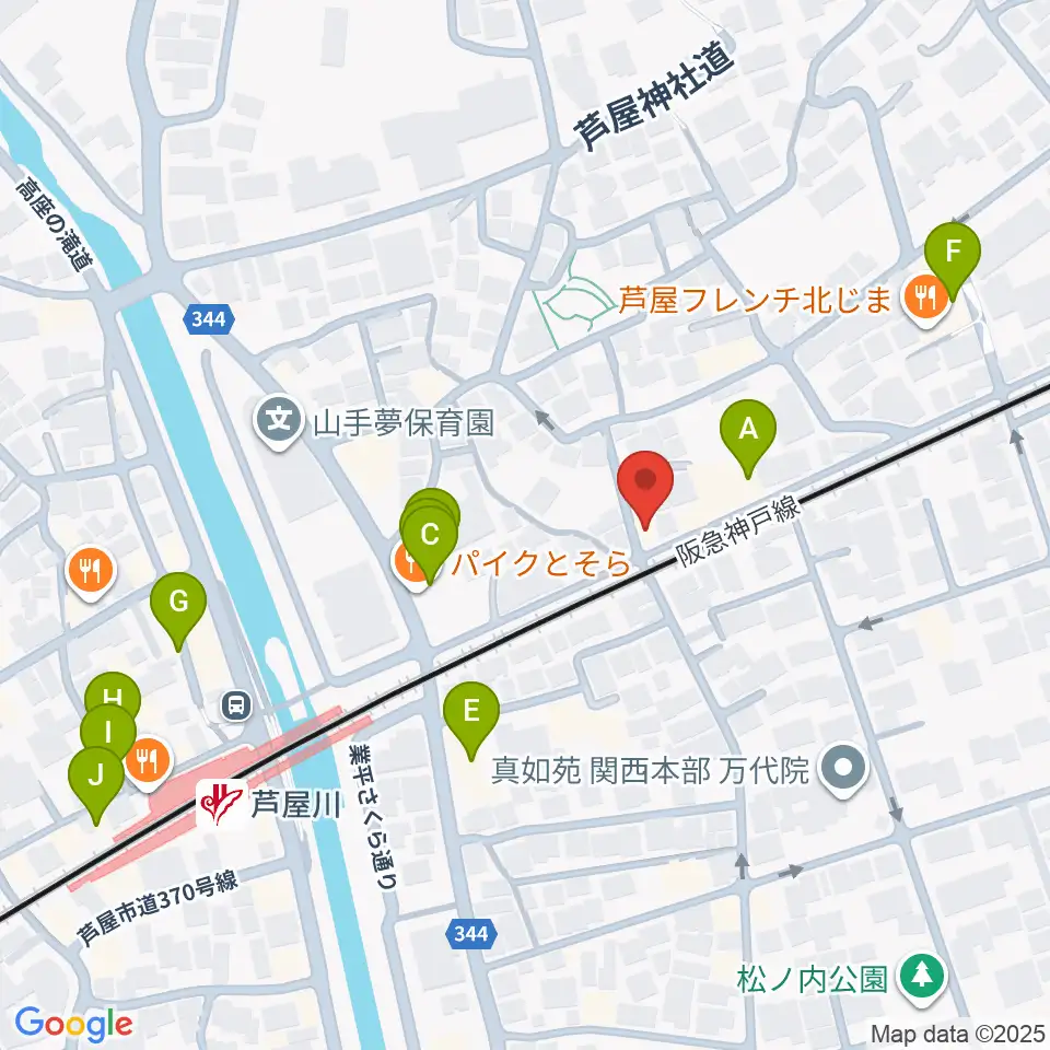 芦屋サロン・クラシック周辺のカフェ一覧地図