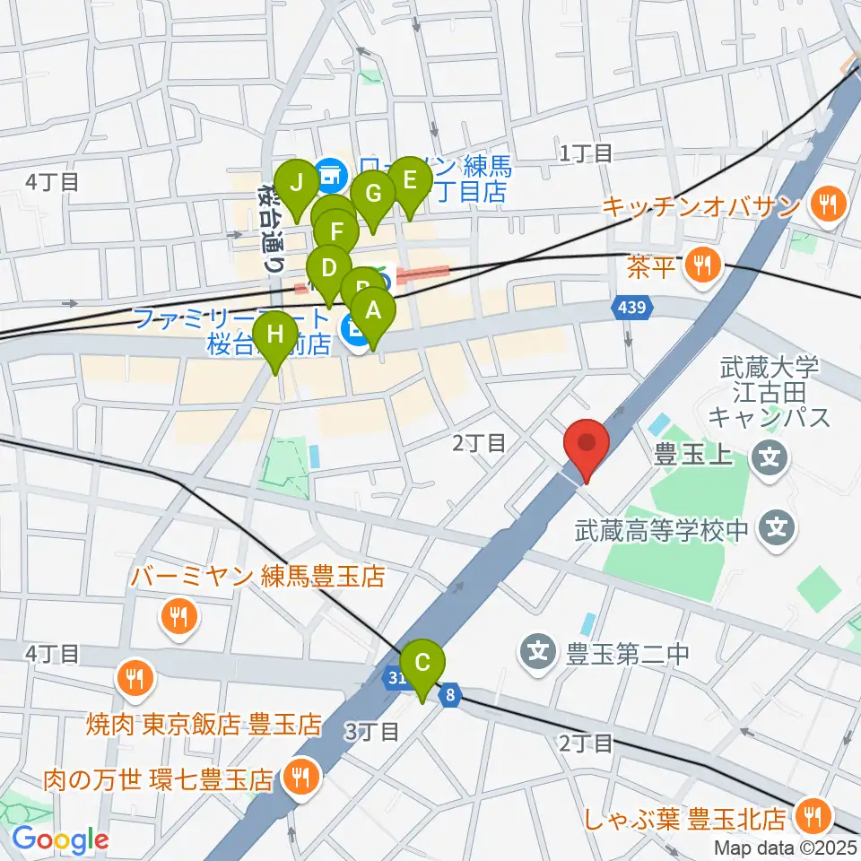 トーン音楽教室 練馬桜台校周辺のカフェ一覧地図