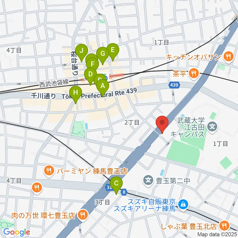 トーン音楽教室 練馬桜台校周辺のカフェ一覧地図