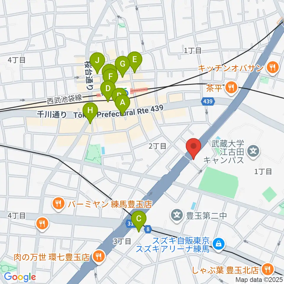 トーン音楽教室 練馬桜台校周辺のカフェ一覧地図