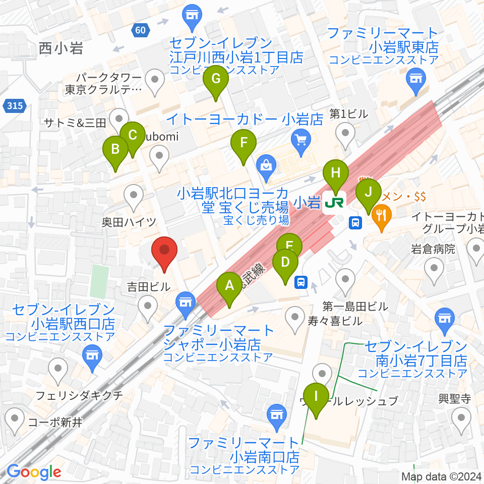 音楽教室ミュージックベア小岩校周辺のカフェ一覧地図