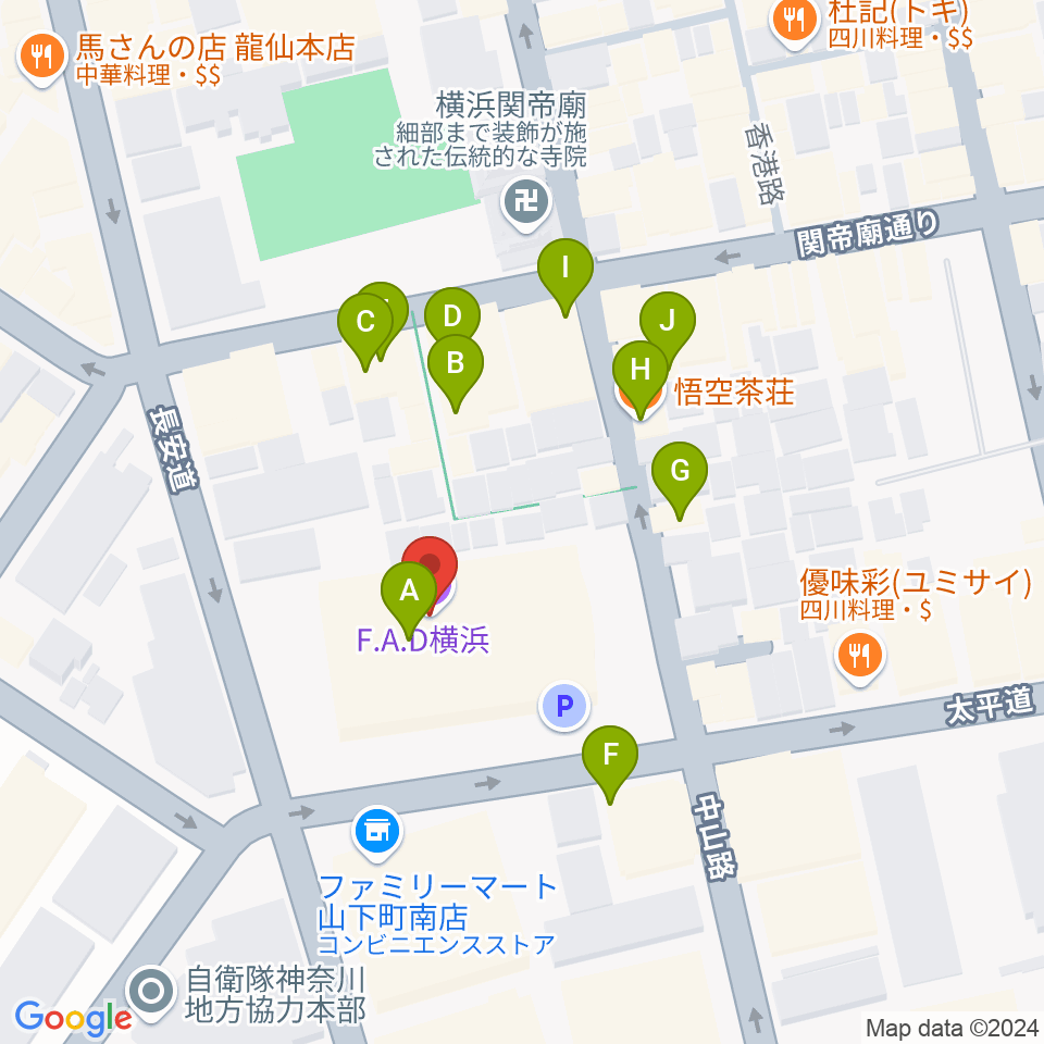 横浜F.A.D周辺のカフェ一覧地図