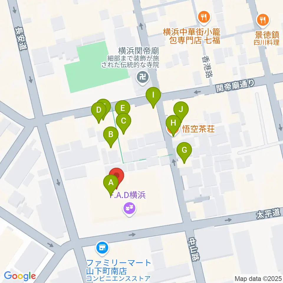 横浜F.A.D周辺のカフェ一覧地図