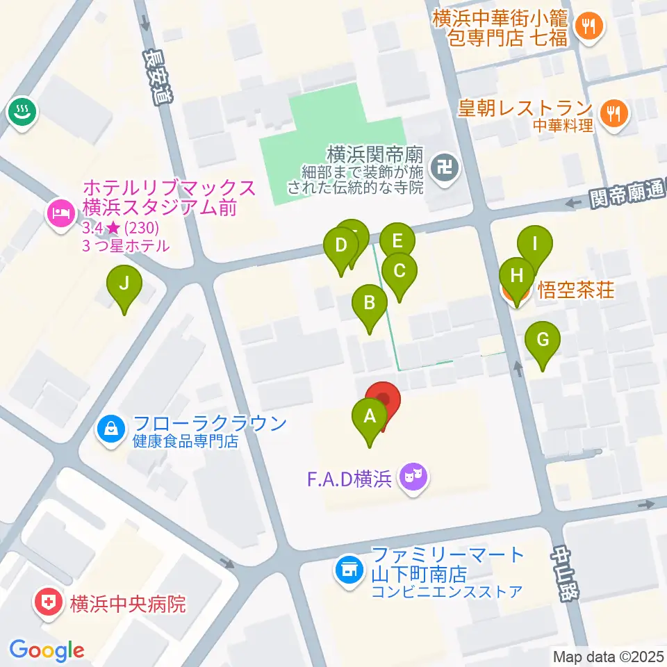 横浜F.A.D周辺のカフェ一覧地図