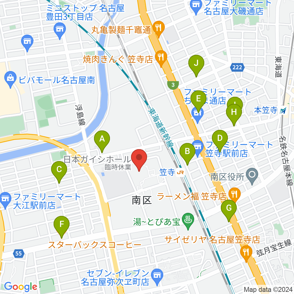 日本ガイシホール周辺のカフェ一覧地図