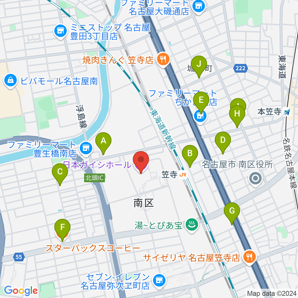 日本ガイシホール周辺のカフェ一覧地図